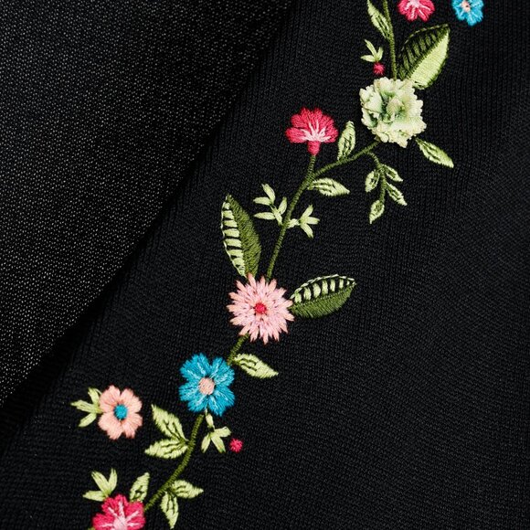 Escada Black Floral Embroidered Deep V Cardigan - Picture 6 of 11